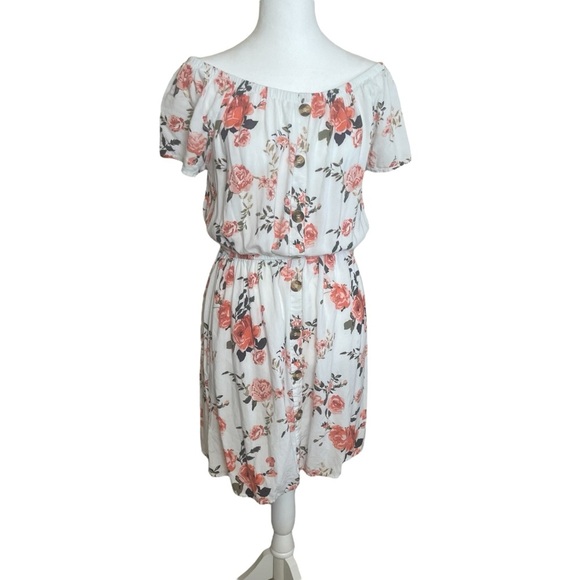 J for Justify Floral Off the Shoulder Dress Elastic Waist 1X Fits Small Cottage - Picture 1 of 12